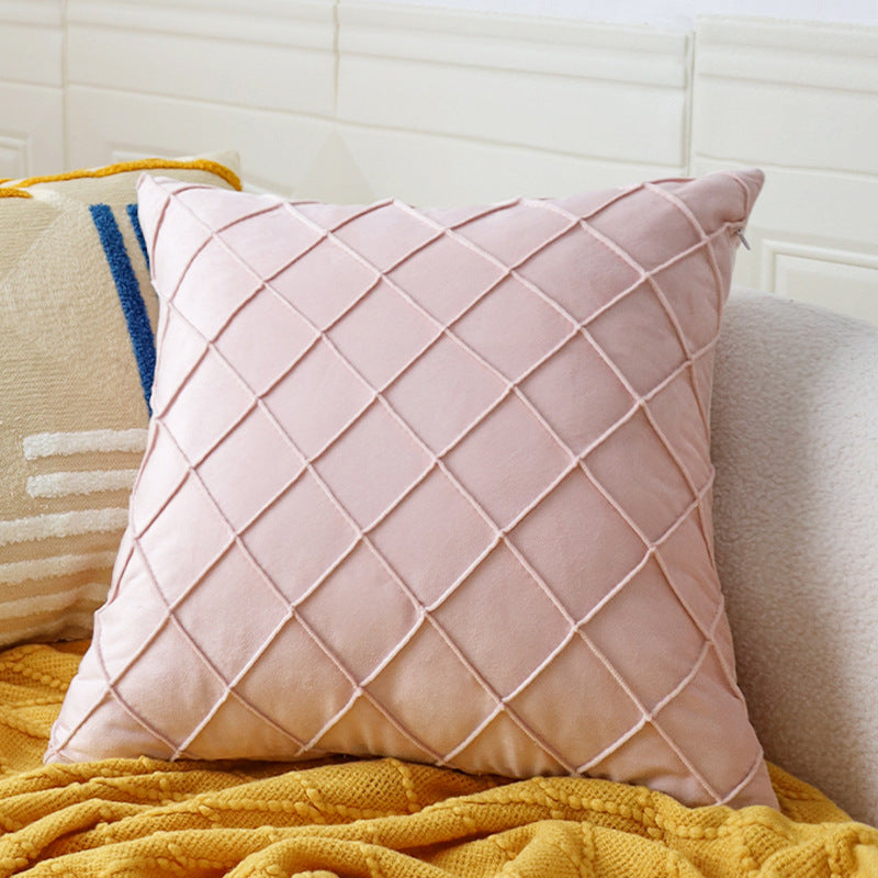 Square decorative cushion cover with raised diamond tufting and microvelvet finish Stornfield
