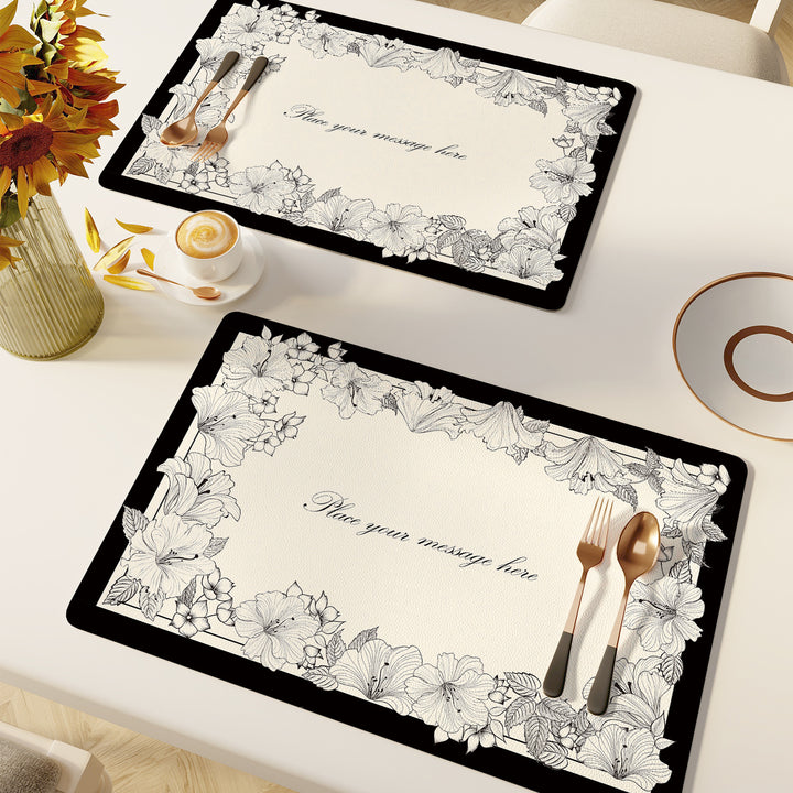 Elegant Floral Pattern Dining Placemats Stornfield