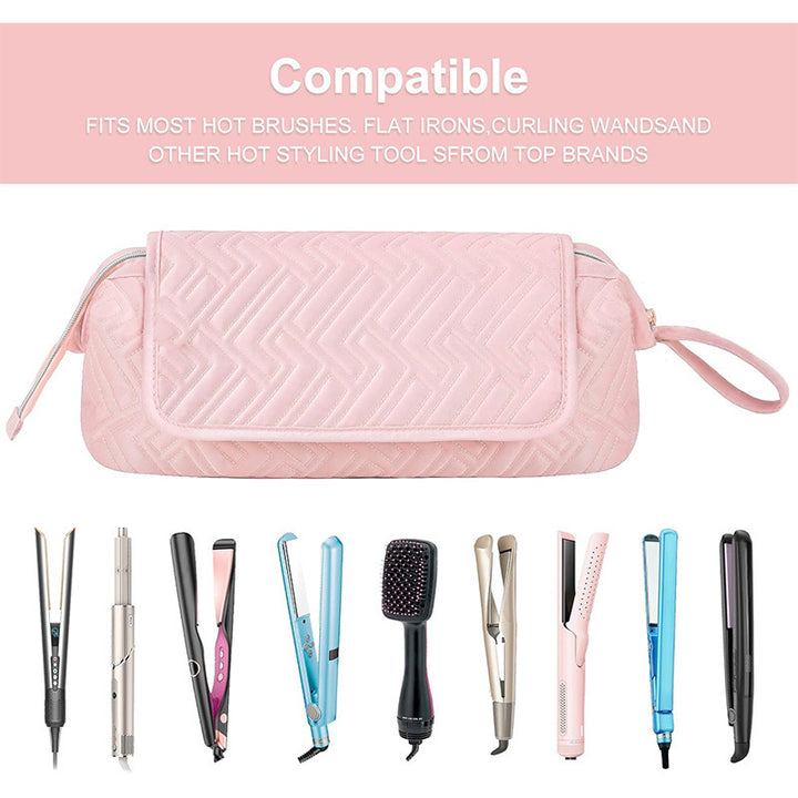 Cosmetic organizer bag with pre-made space for styling tools Stornfield