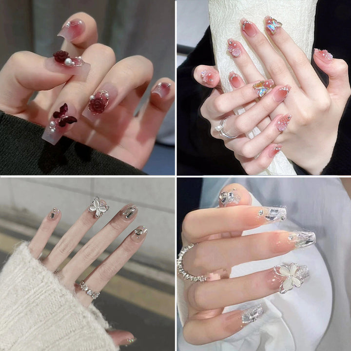 Elegant Rhinestone-Embellished Press-On Nails