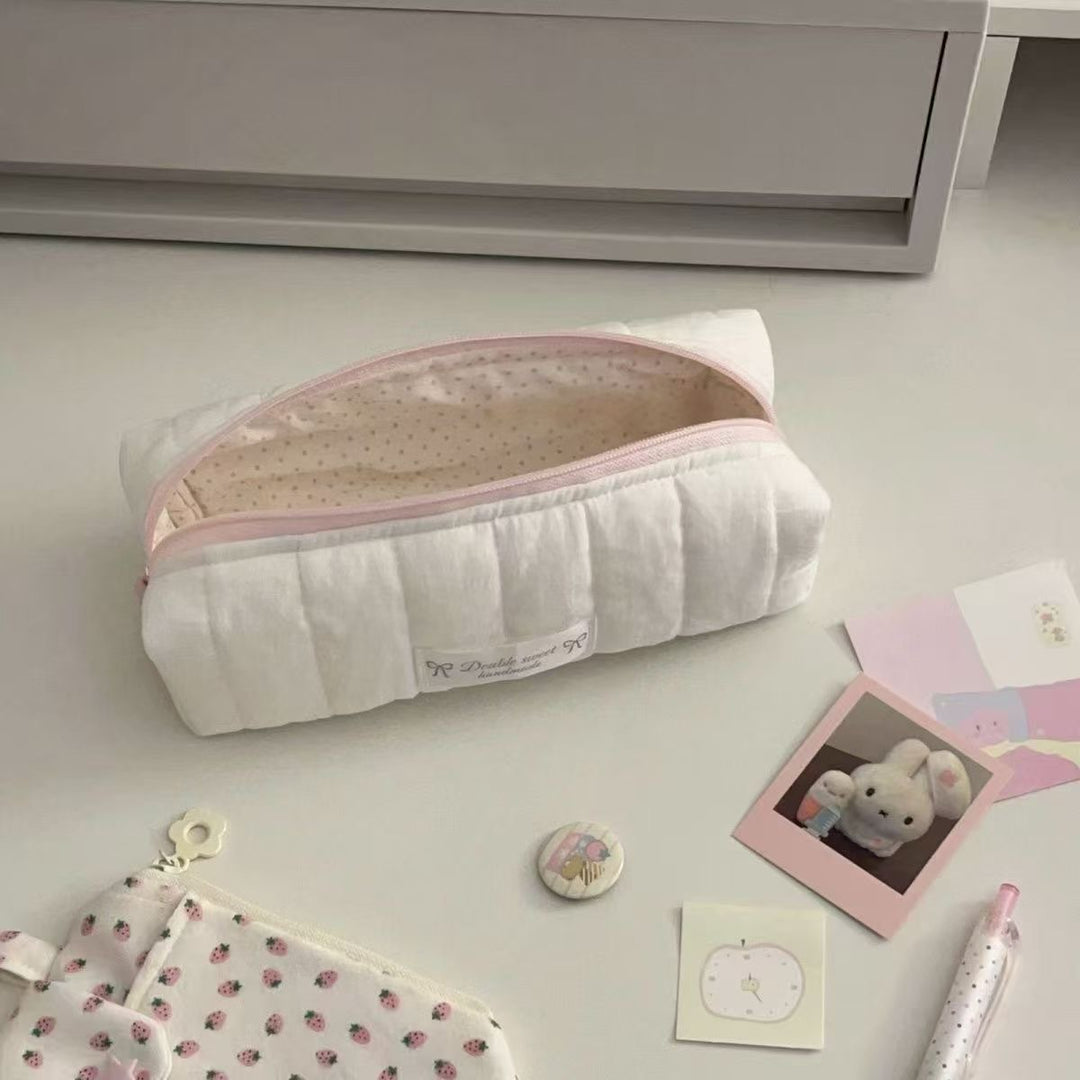 Quilted Cosmetic Pencil Case