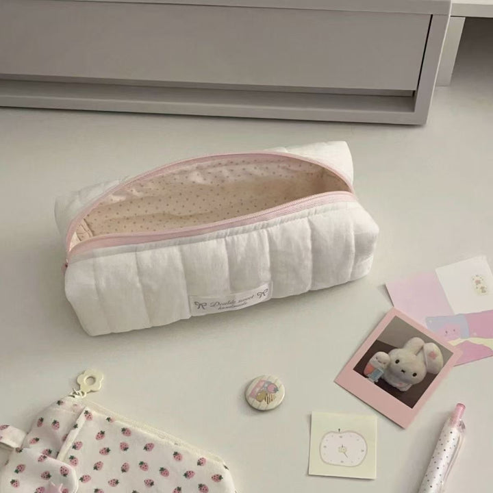 Quilted Cosmetic Pencil Case