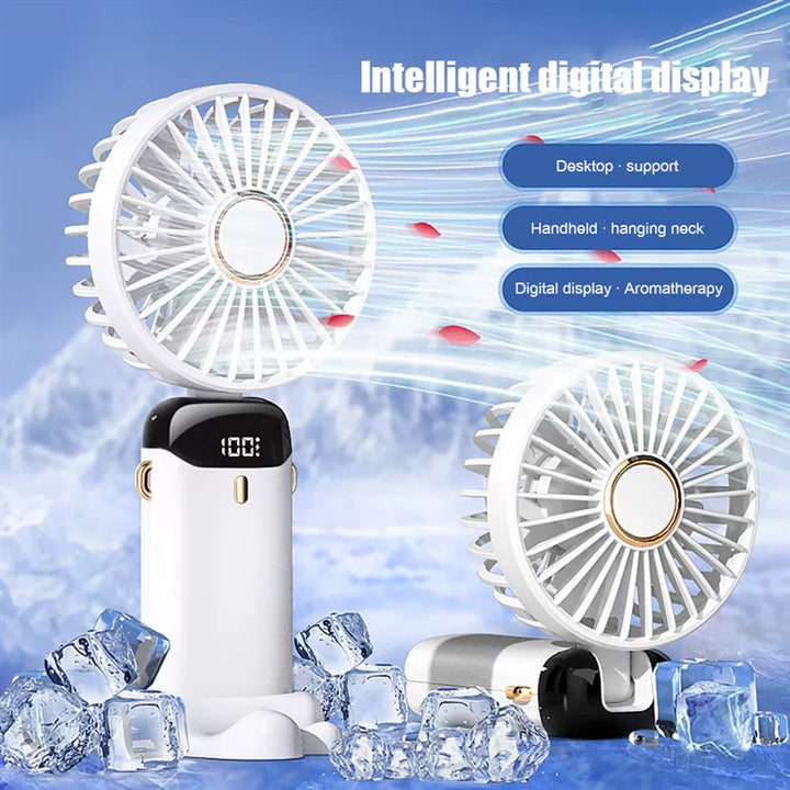 Unisex One Size Foldable Rechargeable Hand Fan with LED Battery Status Indicator and Removable Charging Station Stornfield