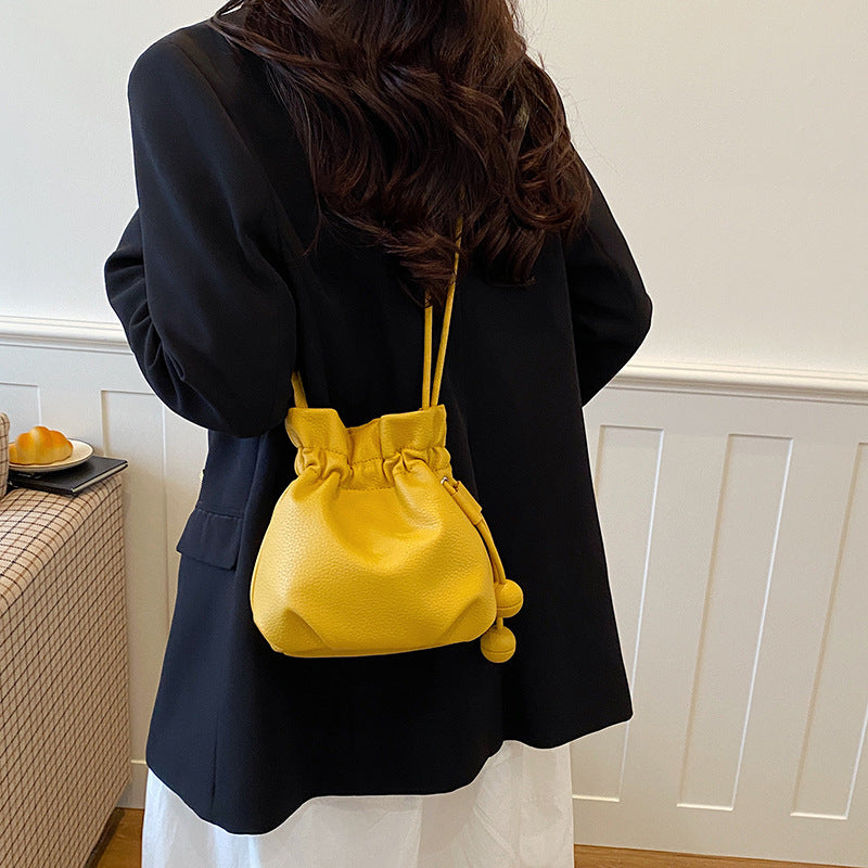Leather Drawstring Handbag