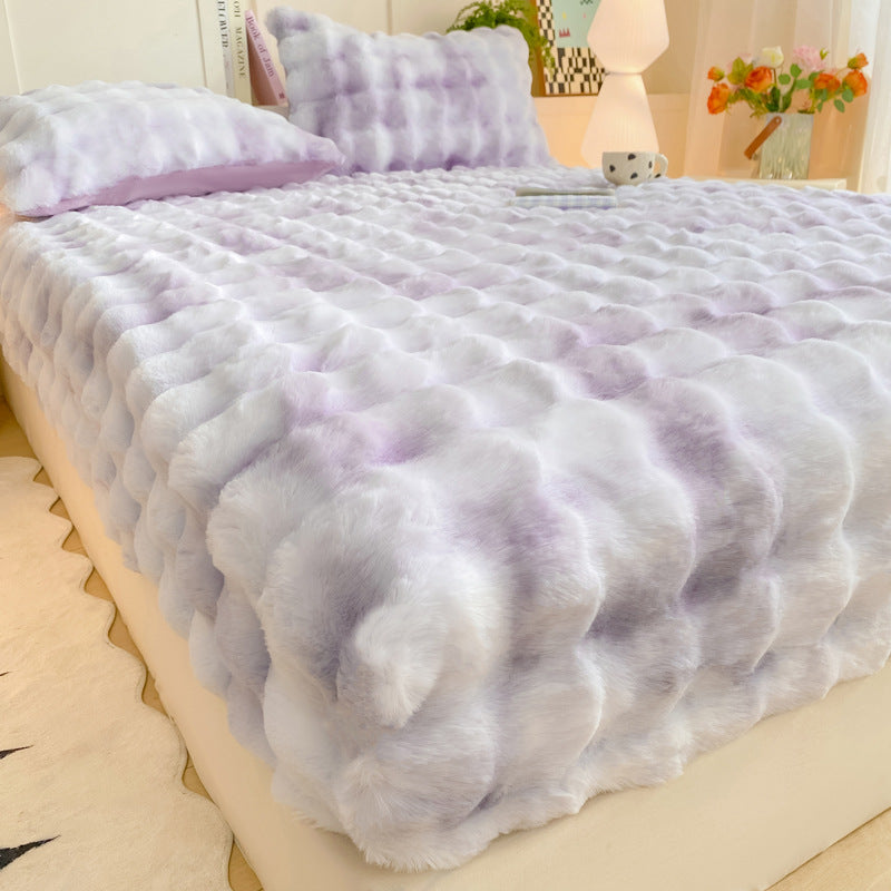 Plush Textured Furry Bedspread