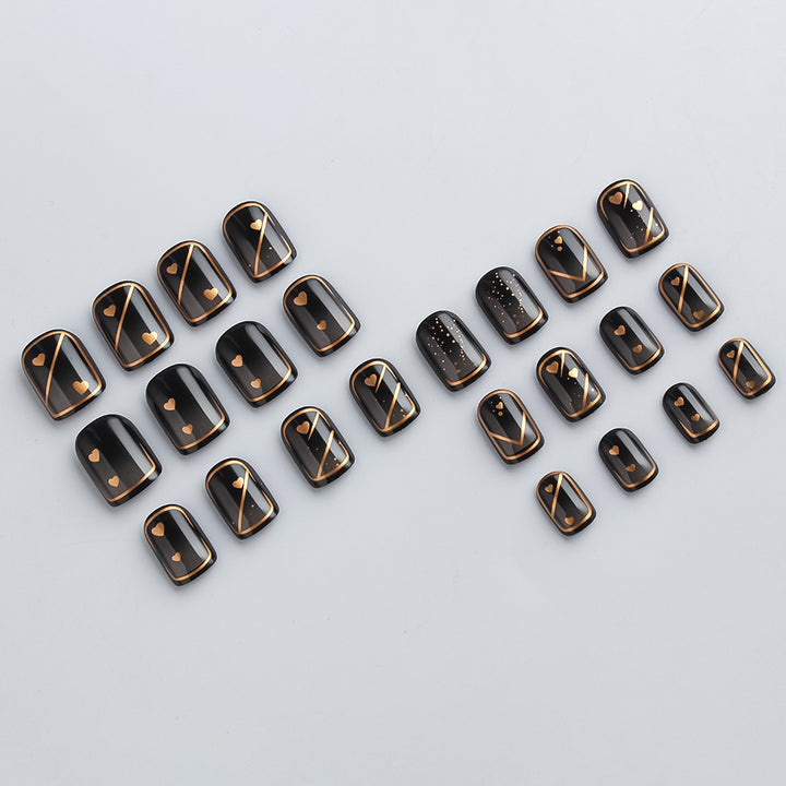 Elegant Heart-Embellished Press-On Nails Stornfield