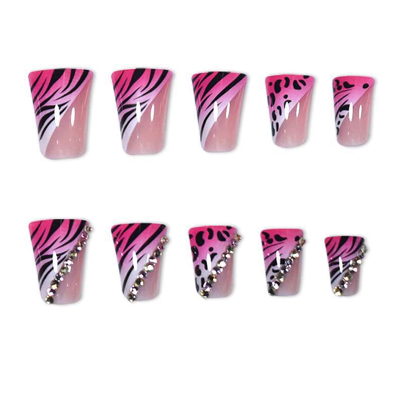 Artistic Stiletto Press-On Nail Set with Animal Print Accents Stornfield