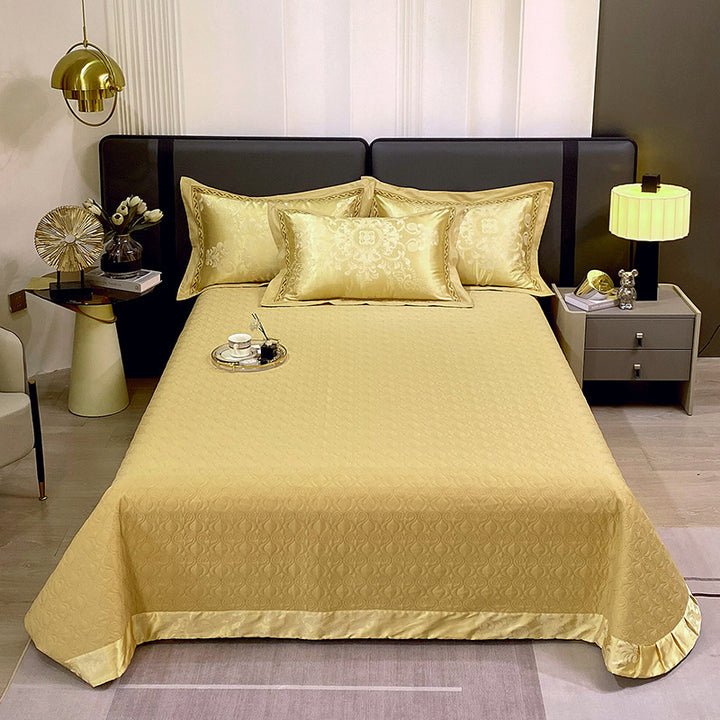 Quilted Microfiber Matelassé Bedspread with Satin Border & Matching Pillow Shams