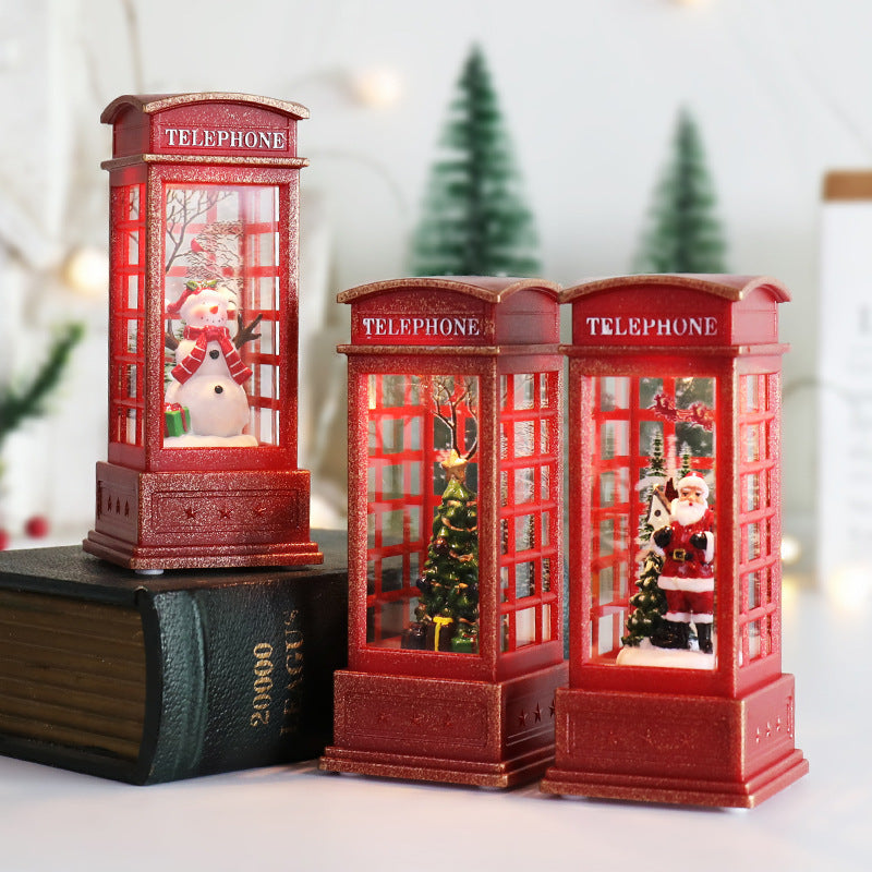 Decorative Light-Up Telephone Booth Figurine