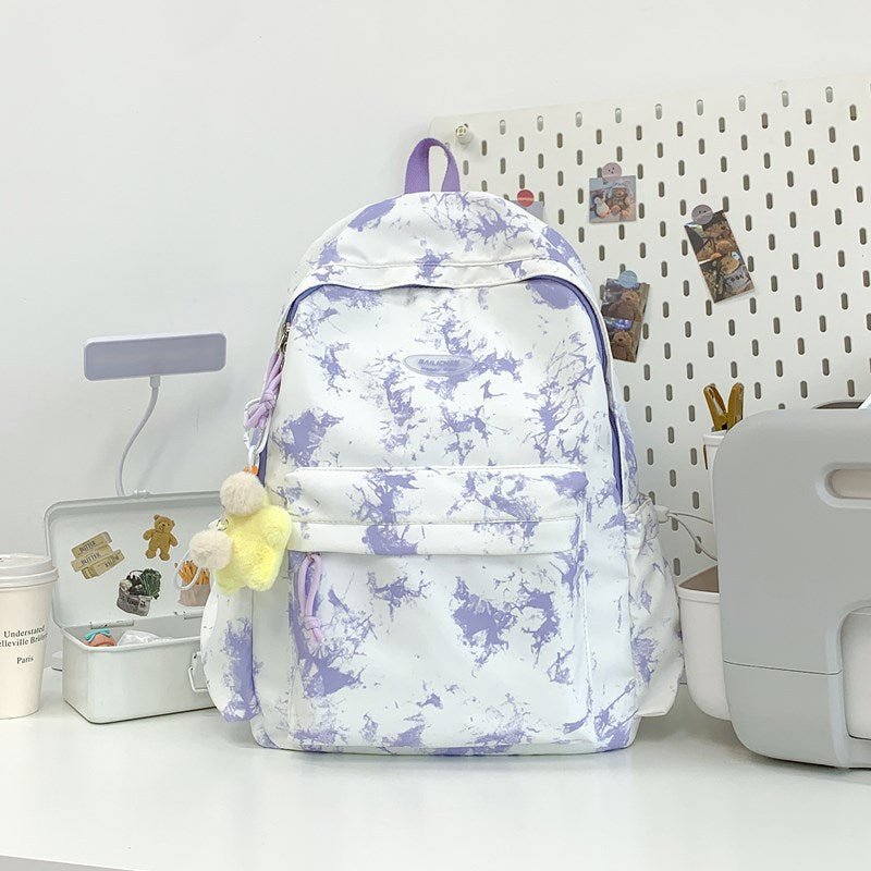 Marble-Patterned Backpack