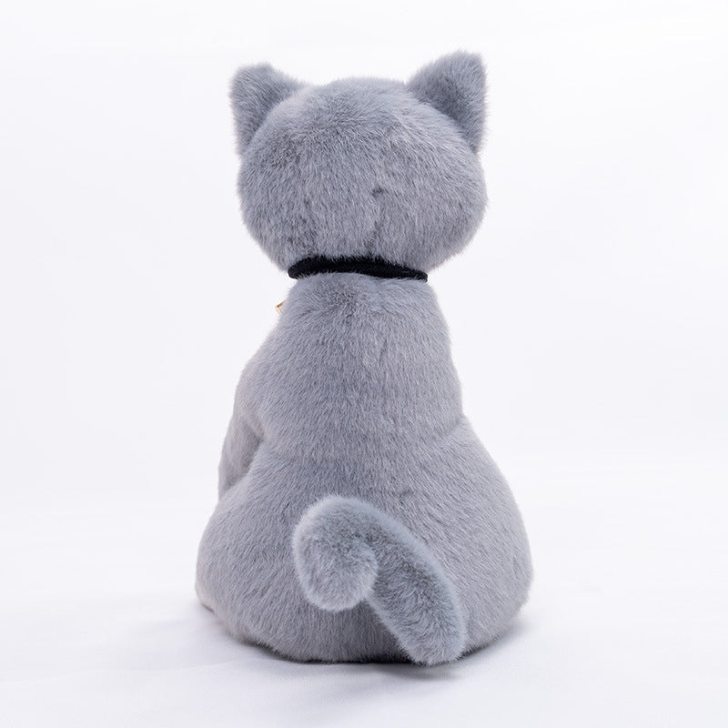 Plush Decorative Sitting Cat Toy with Pleated Ruffle Collar