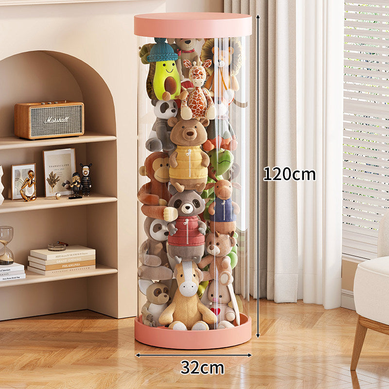 Tall Transparent Cylindrical Plush Toy Display & Storage Tower