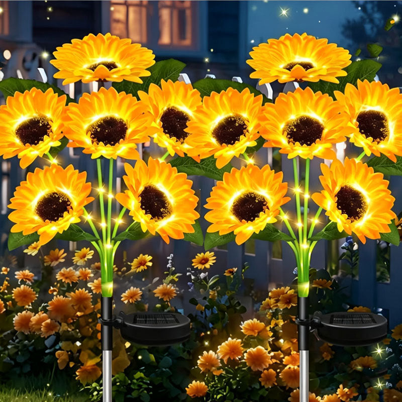 Solar-Powered LED Sunflower Garden Stake Lamp With Waterproof Panel And Adjustable Stem Stornfield