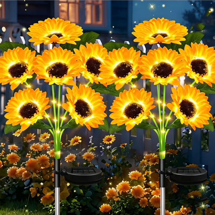 Solar-Powered LED Sunflower Garden Stake Lamp With Waterproof Panel And Adjustable Stem Stornfield