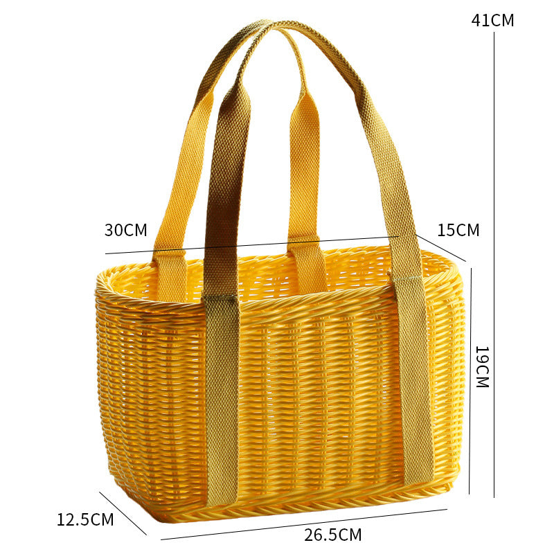 Unisex Robust braided shopping basket with comfortable fabric handles Stornfield