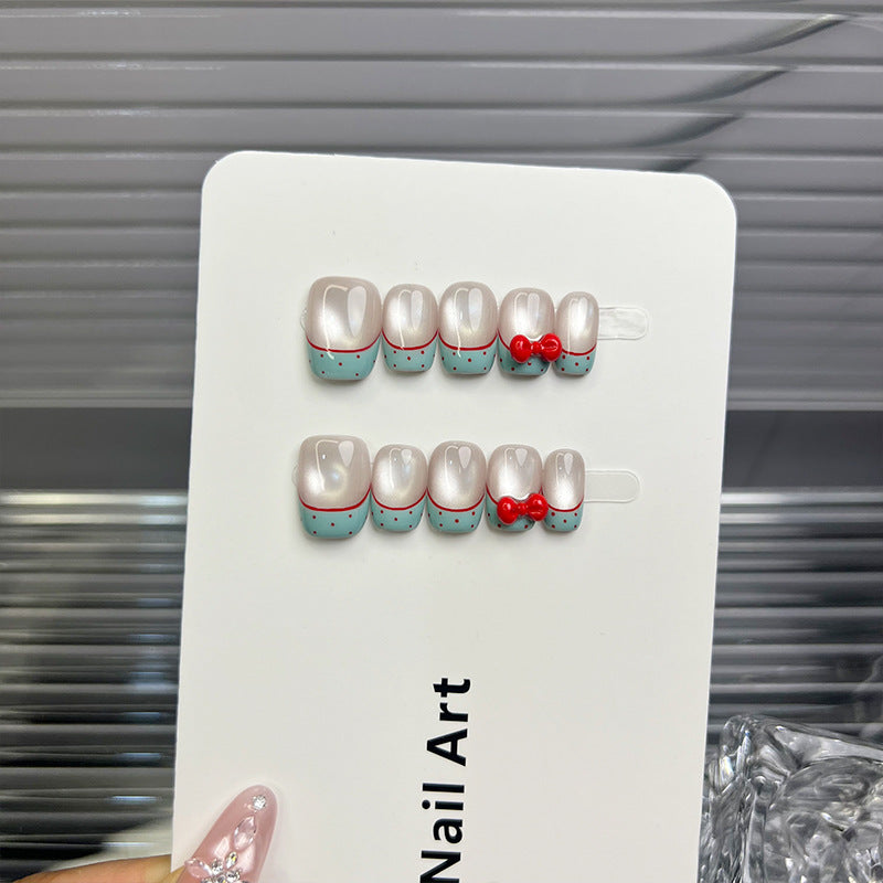Stylish Cherry Accent Press-On Nail Set