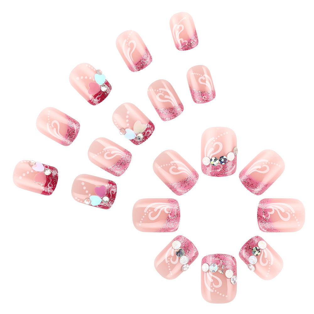 Artistic Press-On Nail Art with Heart Design Stornfield