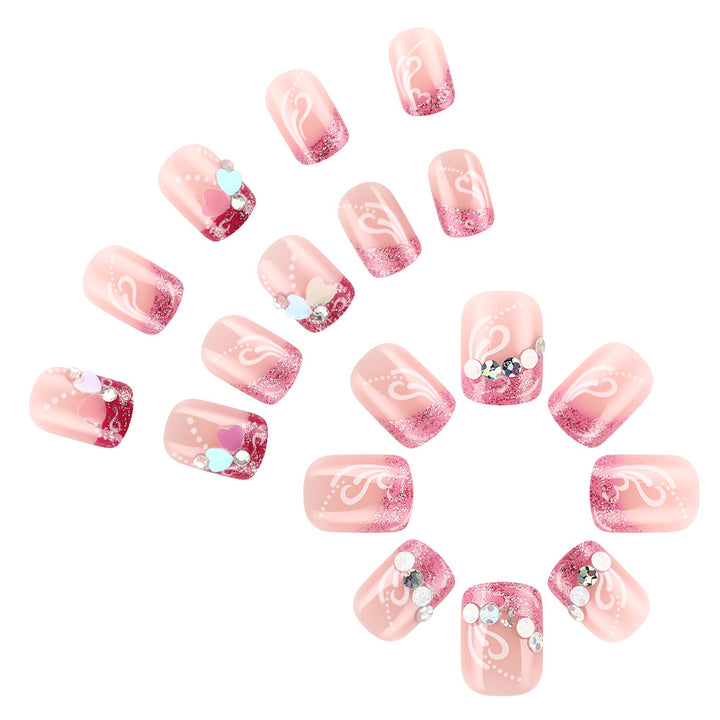 Artistic Press-On Nail Art with Heart Design Stornfield