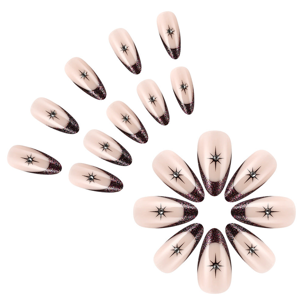 Glamorous Star-Embellished French Tip Nail Art Stornfield