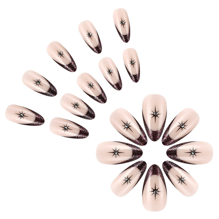 Glamorous Star-Embellished French Tip Nail Art Stornfield