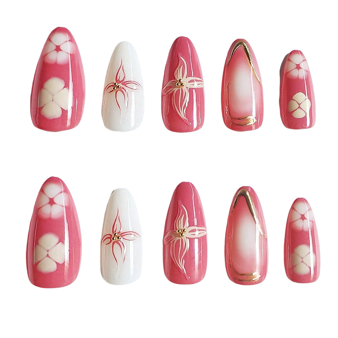 Artistic Floral Press-On Nail Design Stornfield