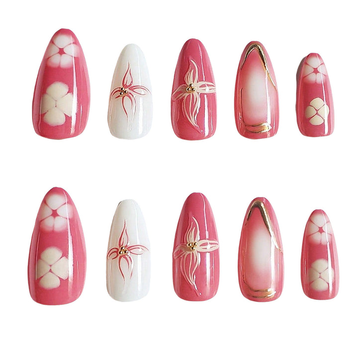 Artistic Floral Press-On Nail Design Stornfield