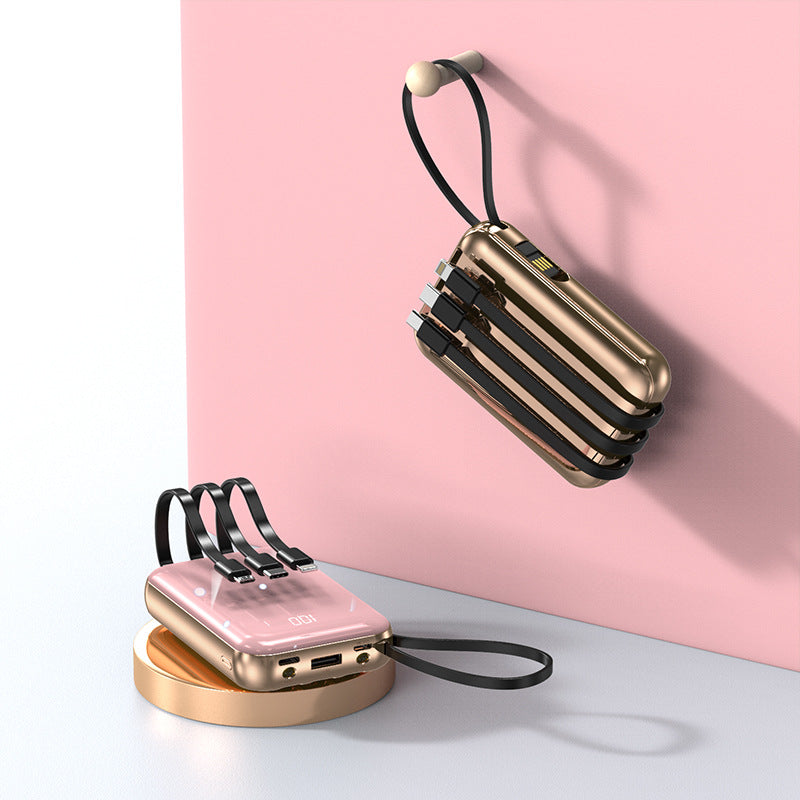 Portable power bank with integrated charging cables and digital charging display Stornfield