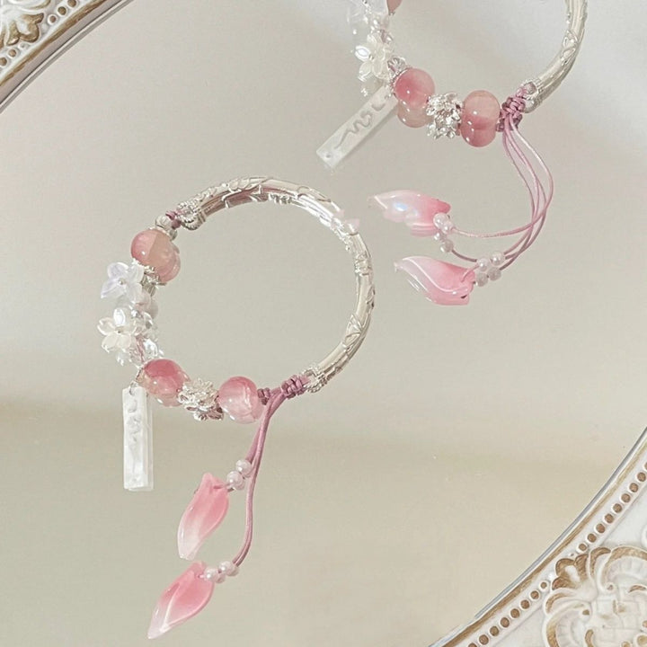 Floral Beaded Charm Bangle Bracelet Stornfield