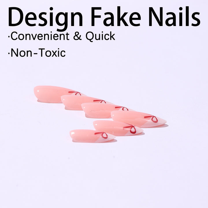 Artificial nail set with playful bow design Stornfield