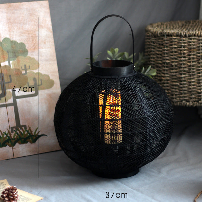 Elegant metal lantern with net design Stornfield