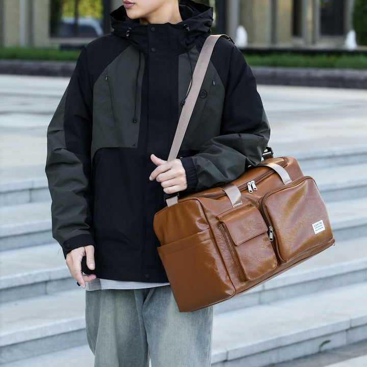 Durable Vintage Leather Travel Duffel Bag Stornfield