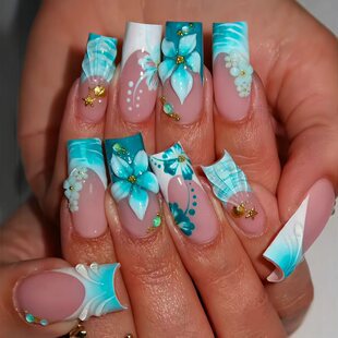 Creative 3D Bow and Pearl Nail Extensions Stornfield