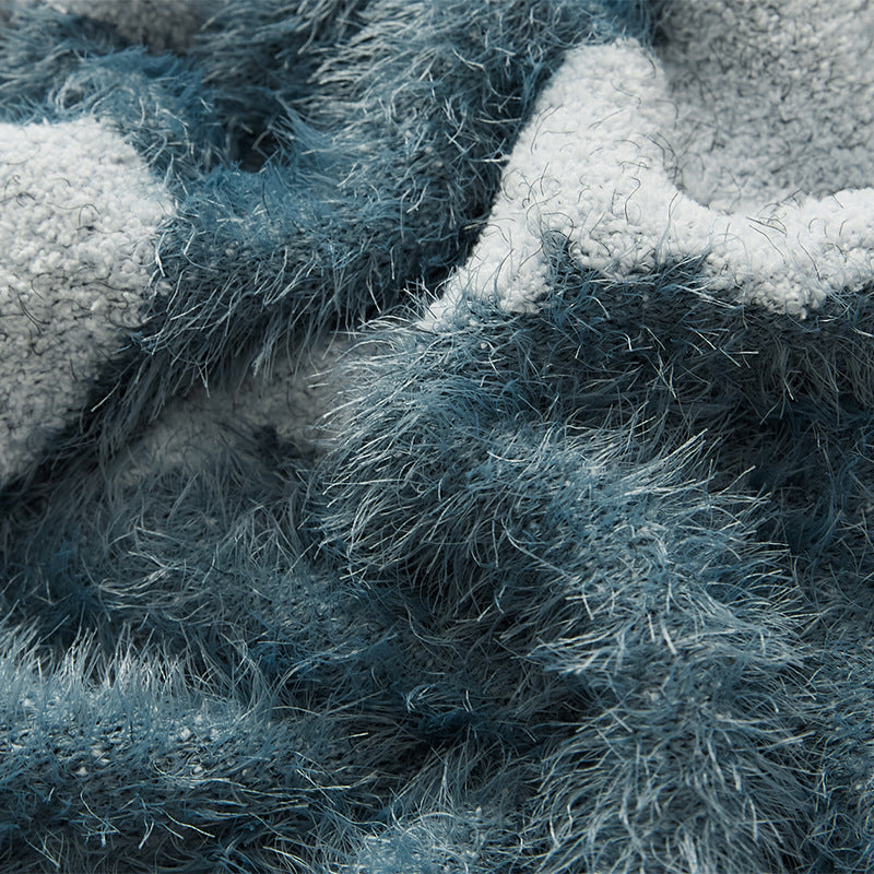 Oversized Plush Shaggy Abstract Jacquard Throw Blanket