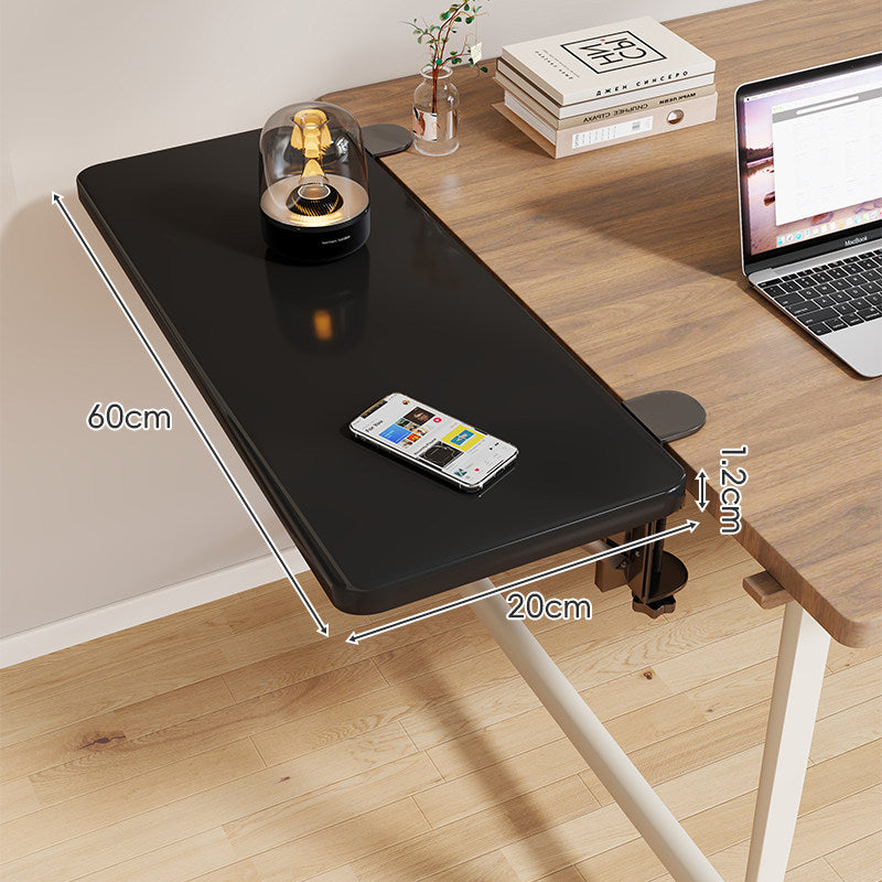 Clamp-On Adjustable Wooden Desk Side Shelf Extension with Foldable Bracket
