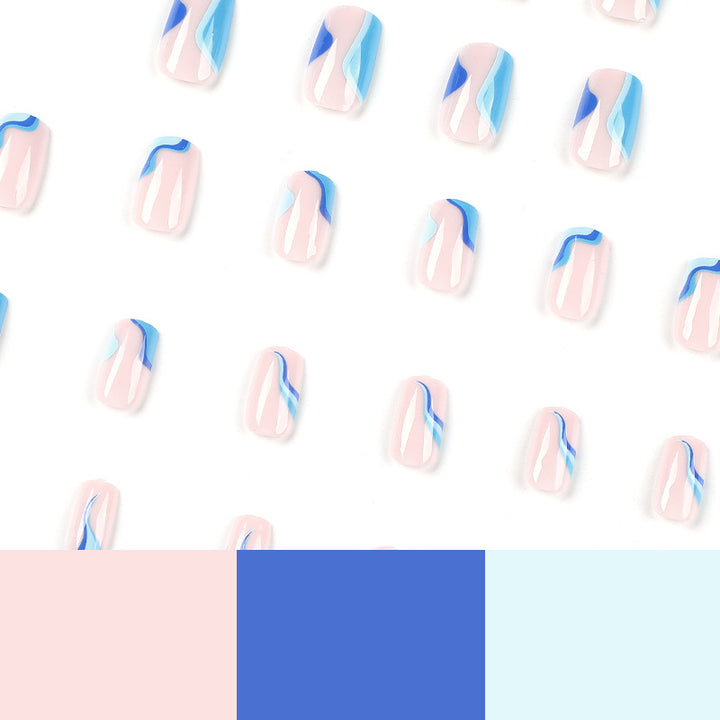 Artful nail extensions with maritime wave pattern Stornfield