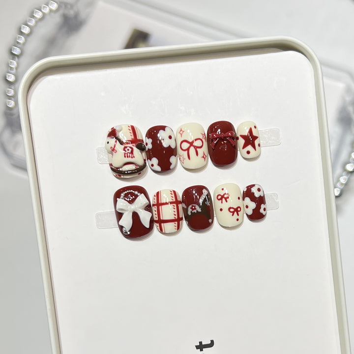 Decorative Press-On Nail Art Set with Unique Patterns Stornfield