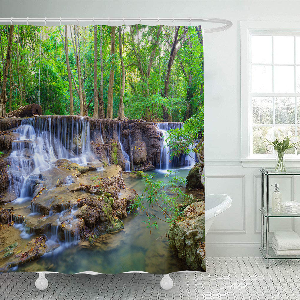 Scenic Waterfall Print Shower Curtain Stornfield