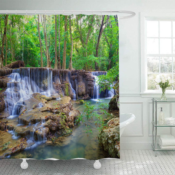 Scenic Waterfall Print Shower Curtain Stornfield