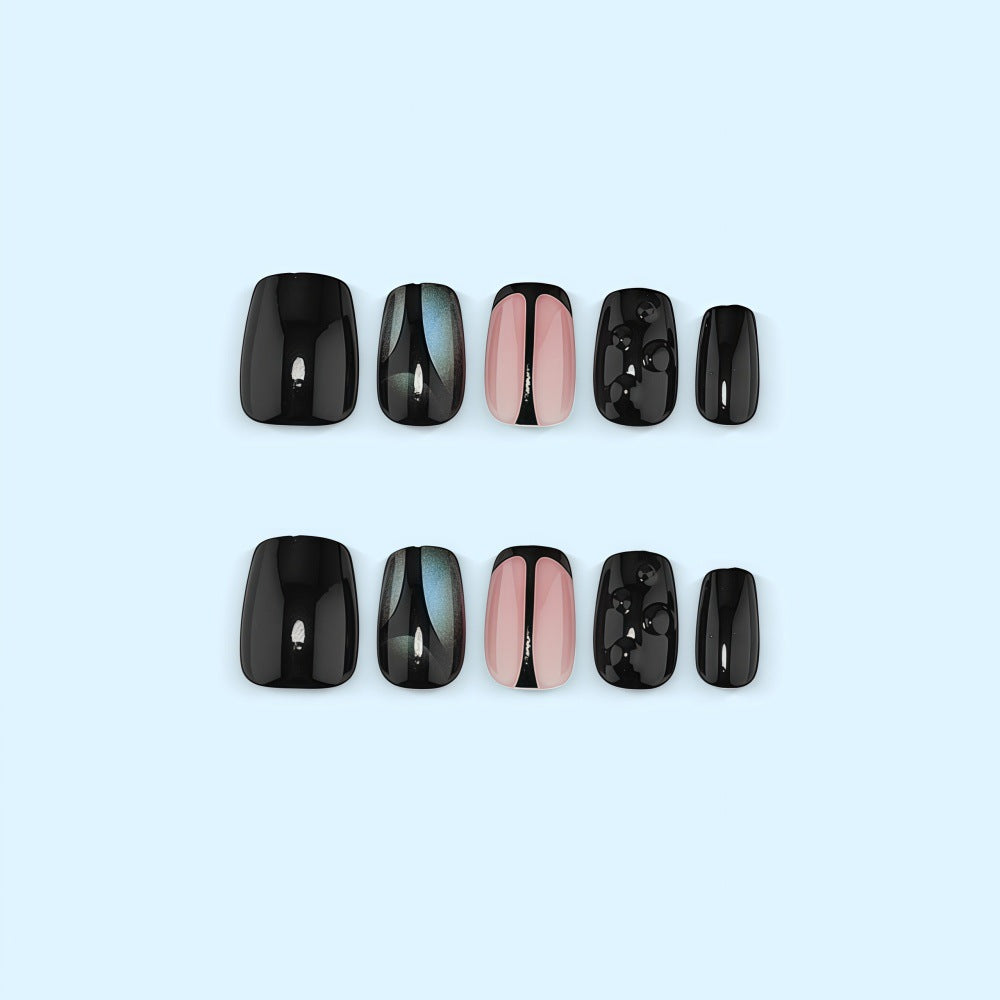 Artificial nails with elegant black and pastel accent design Stornfield