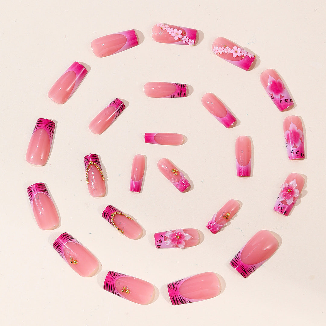 Floral Embellished Gel Nail Art Extensions Stornfield