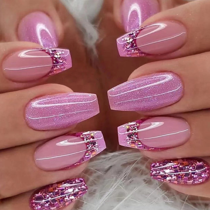 Artful Nail Extensions with Glittering Accents Stornfield