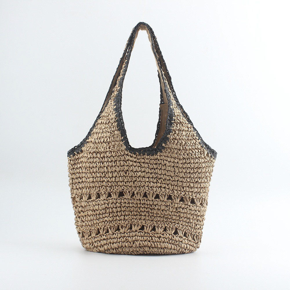 Beach shoulder bag made of hand-woven raffia with elegant lace trims Stornfield