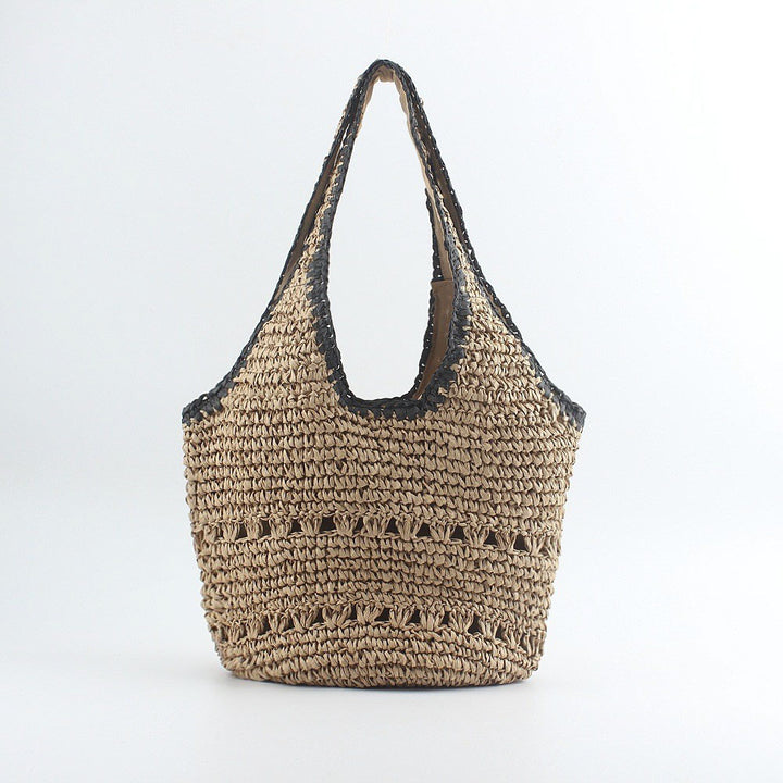 Beach shoulder bag made of hand-woven raffia with elegant lace trims Stornfield