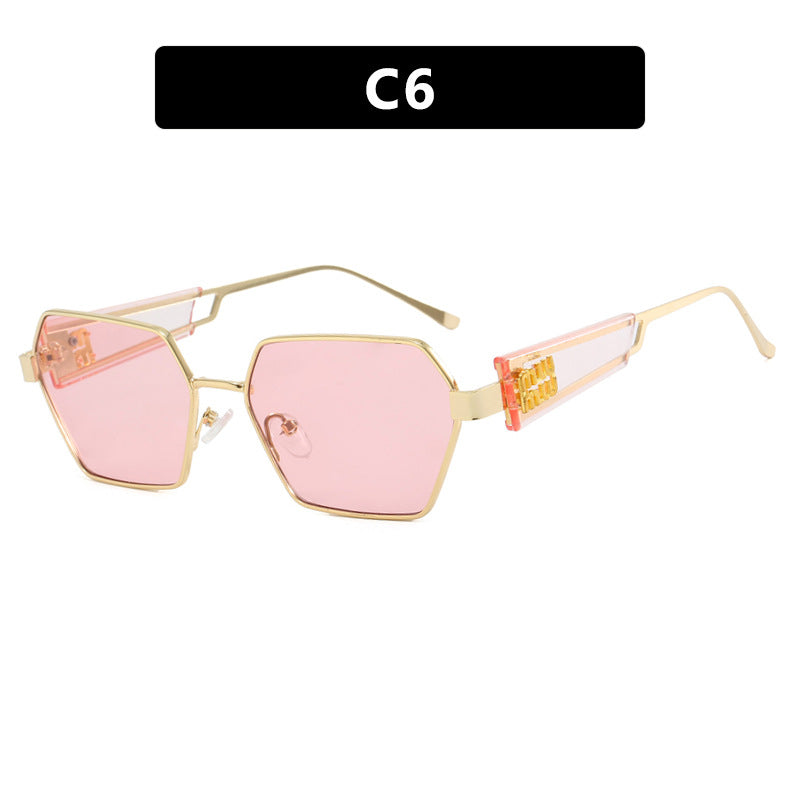 Ladies hexagonal sunglasses with elegant metal frame and protective lenses Stornfield
