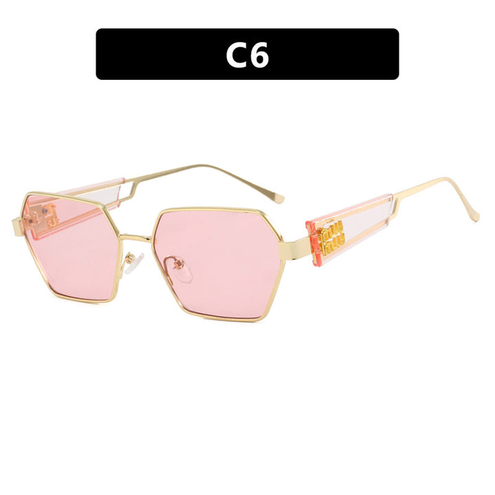 Ladies hexagonal sunglasses with elegant metal frame and protective lenses Stornfield