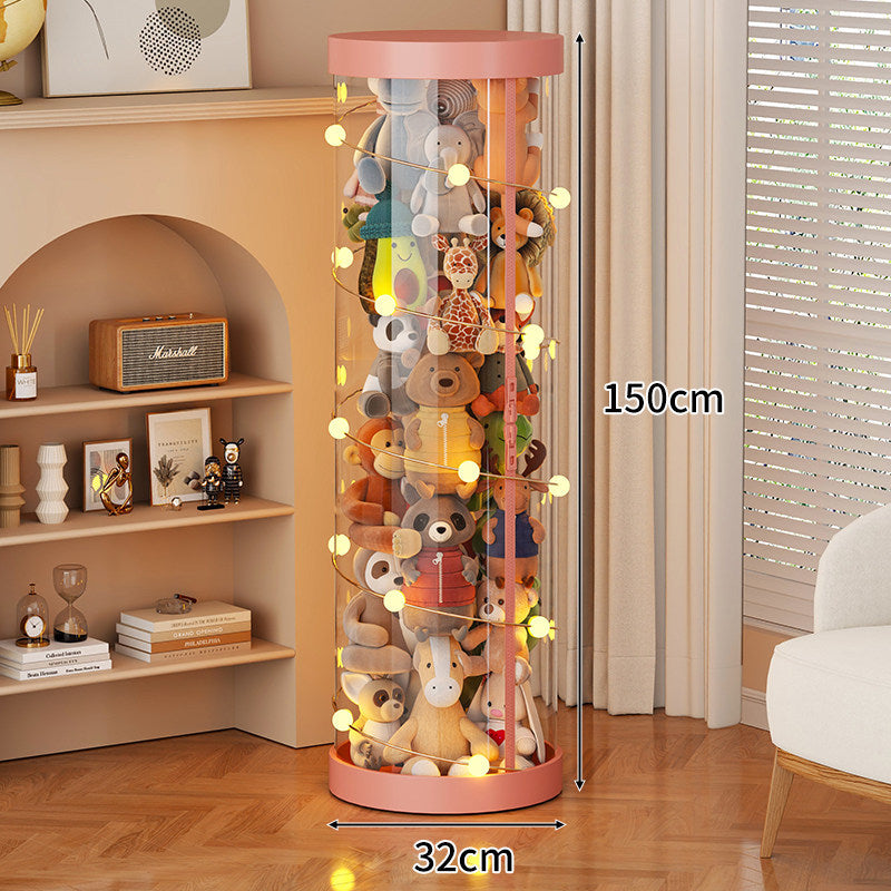 Tall Transparent Cylindrical Plush Toy Display & Storage Tower