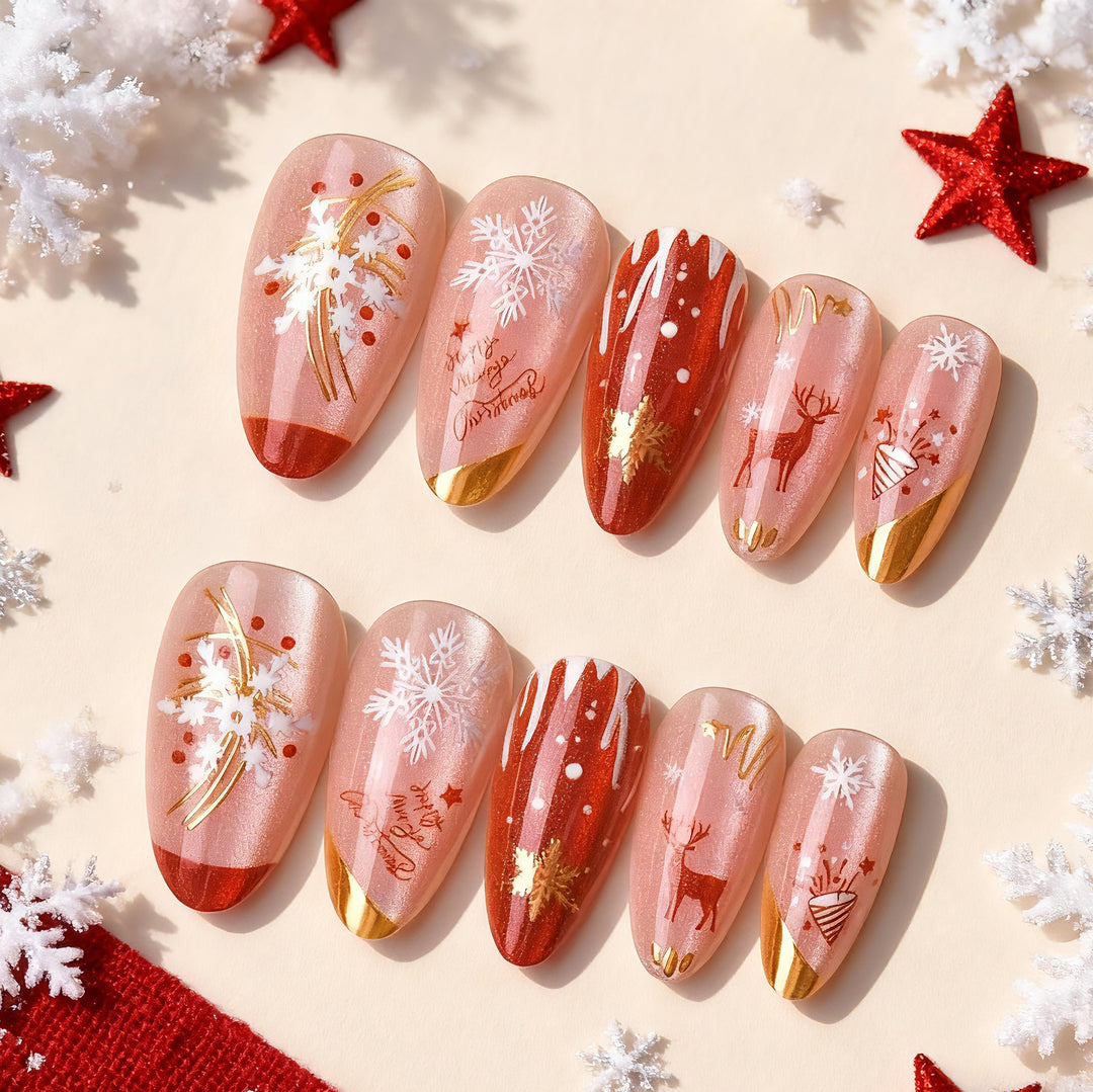 Festive Holiday Theme Press-On Nail Art Set Stornfield