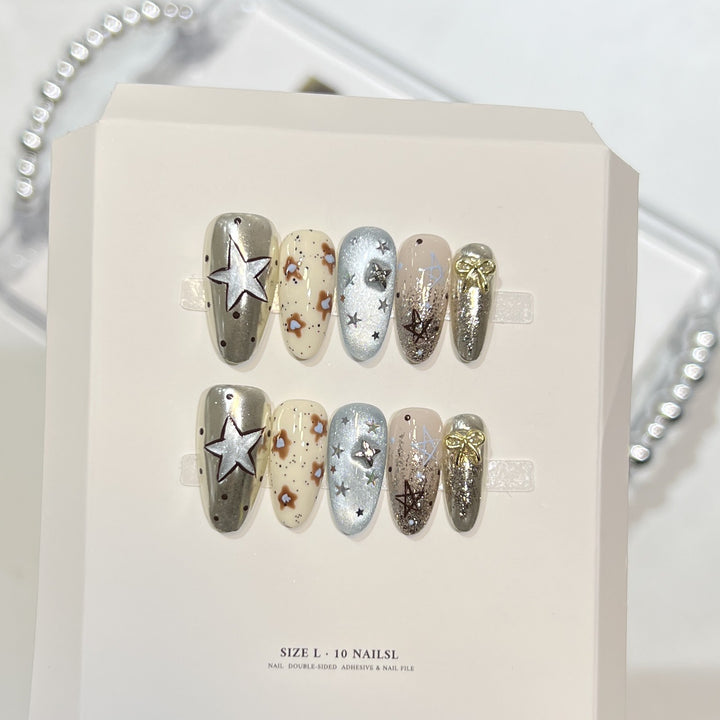 Artistic Stiletto Press-On Nail Set with Unique Aesthetic Designs Stornfield