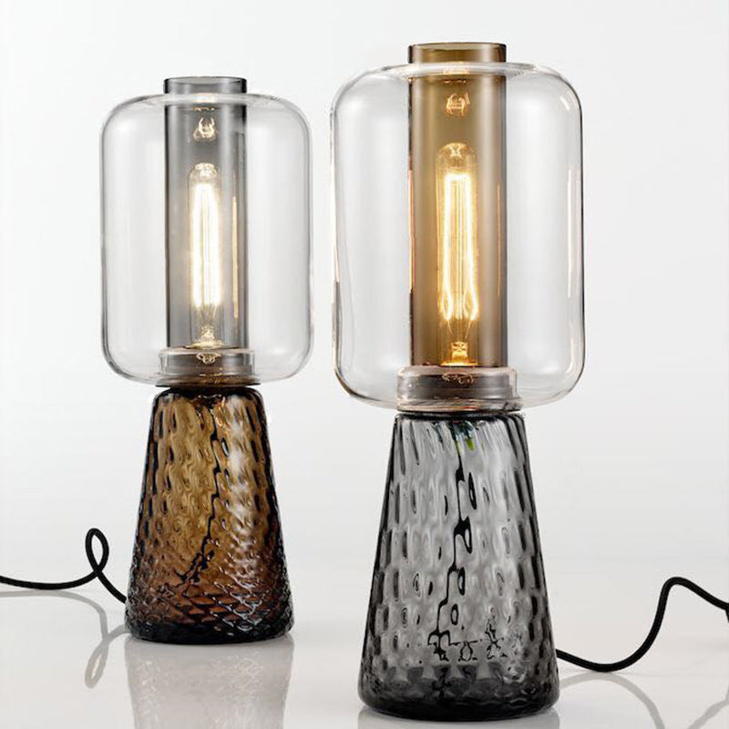 Glass Table Lamp with Textured Base