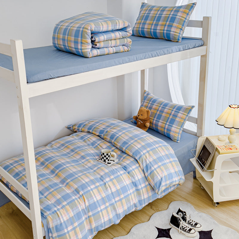 Lightweight Cotton Bunk-Bed Bedding Set with Duvet Cover Pillowcase and Fitted Sheet